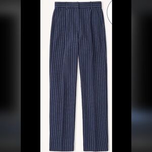 Abercrombie Tailored Relaxed Straight Pant in Navy Stripe | pinstripe trousers